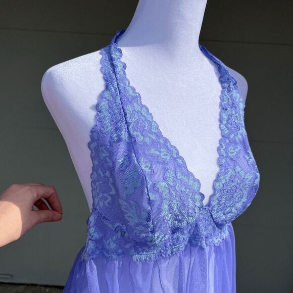 Victoria’s Secret Lavender Lace Halter Babydoll Chemise – Size L - Picture 3 of 9